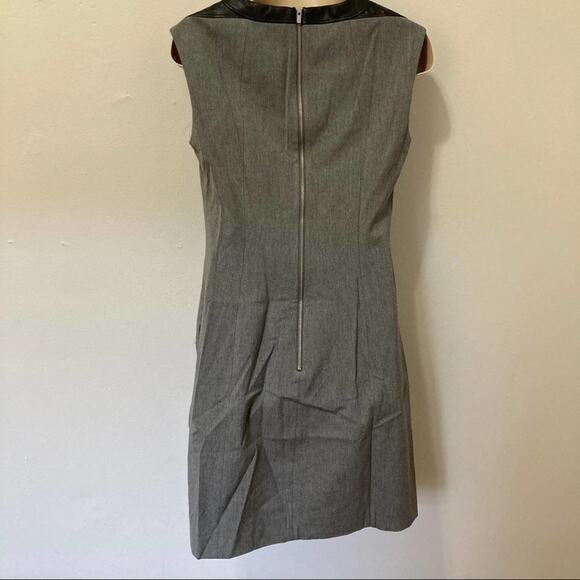 Banana Republic Grey Shift Dress Faux Leather Trim size US 4 - Picture 6 of 8